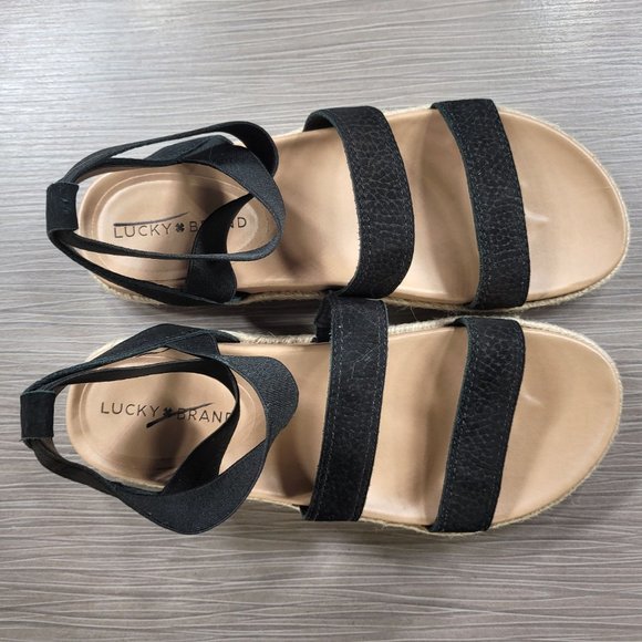 Lucky Brand Dilane Canyon Sandals, Black Embossed Nubuck, Womens Size 6.5 - Picture 8 of 10